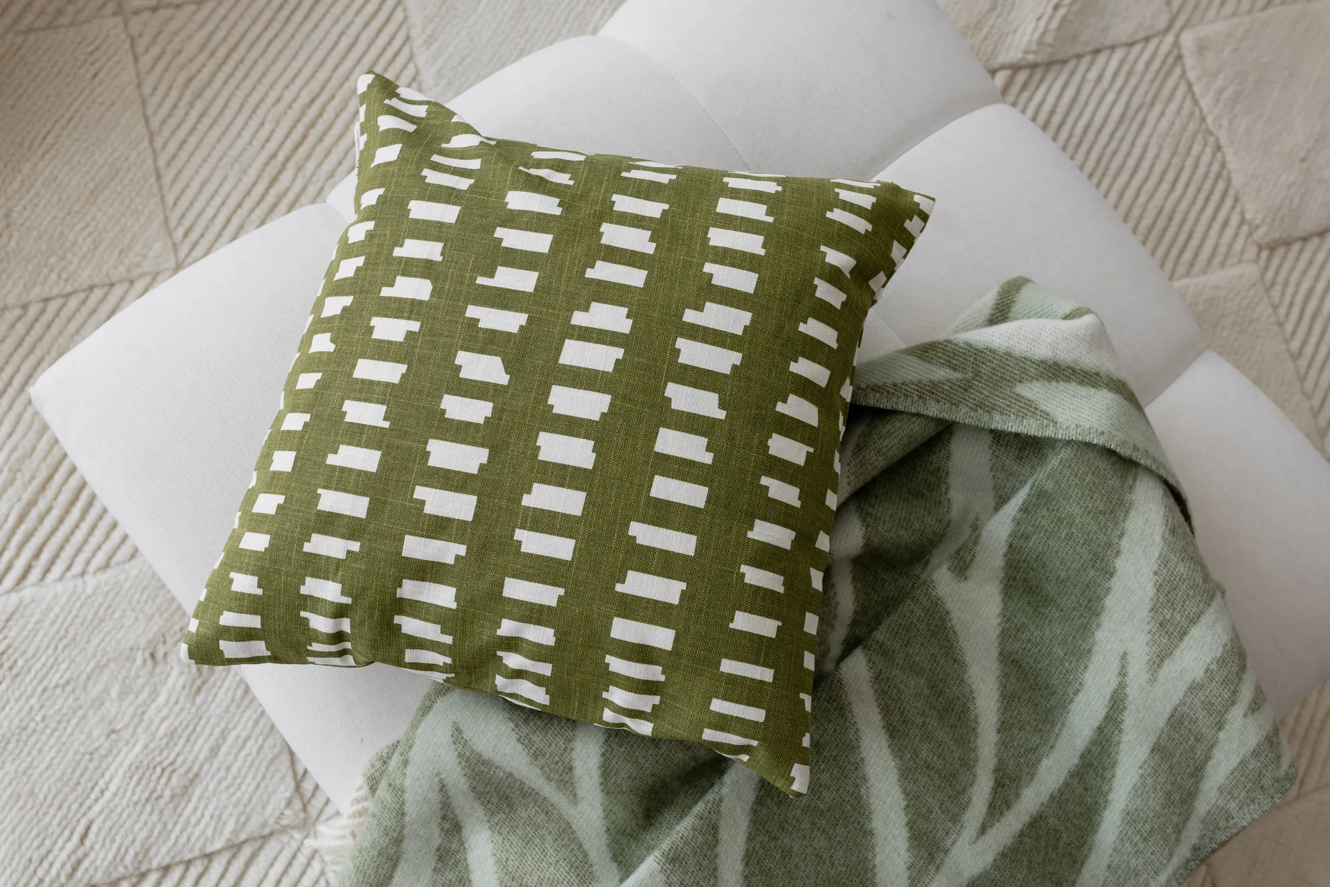 Ikat Block cushion cover 50x50 cm, Green Classic Collection