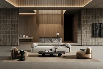 Lobby rug with overlock stitching - Beige, 200x300 cm - Classic Collection
