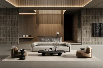 Lobby rug with overlock stitching - Off-white, 200x200 cm - Classic Collection
