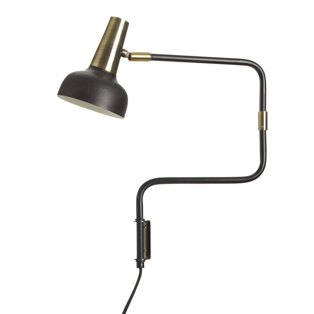 Ray wall lamp, black-brass CO Bankeryd