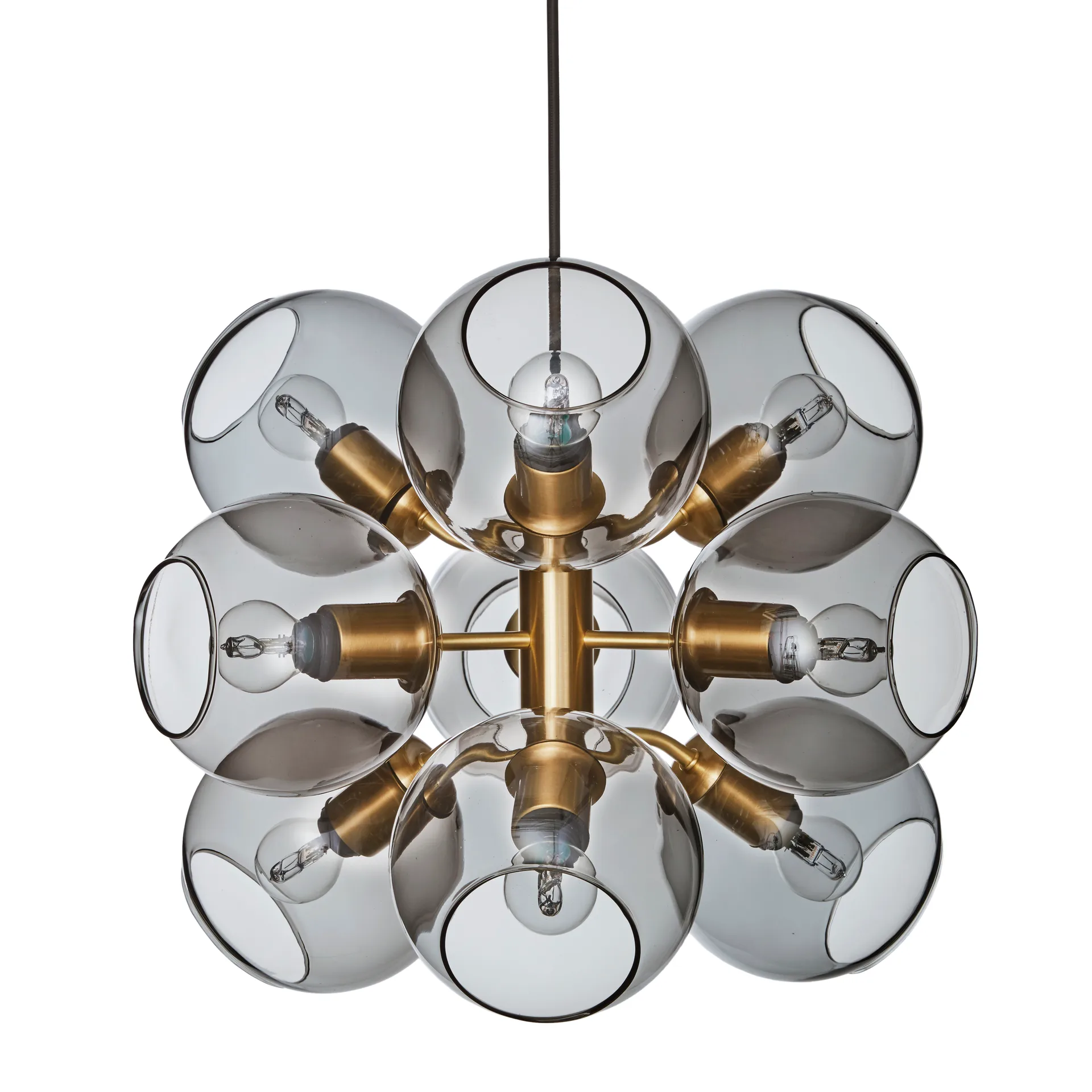 Tage pendant, brass-smoke coloured glass CO Bankeryd