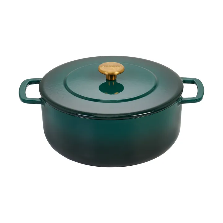 Combekk Enameled cast iron casserole Ø24 cm - Holly Green-gold knob - Combekk