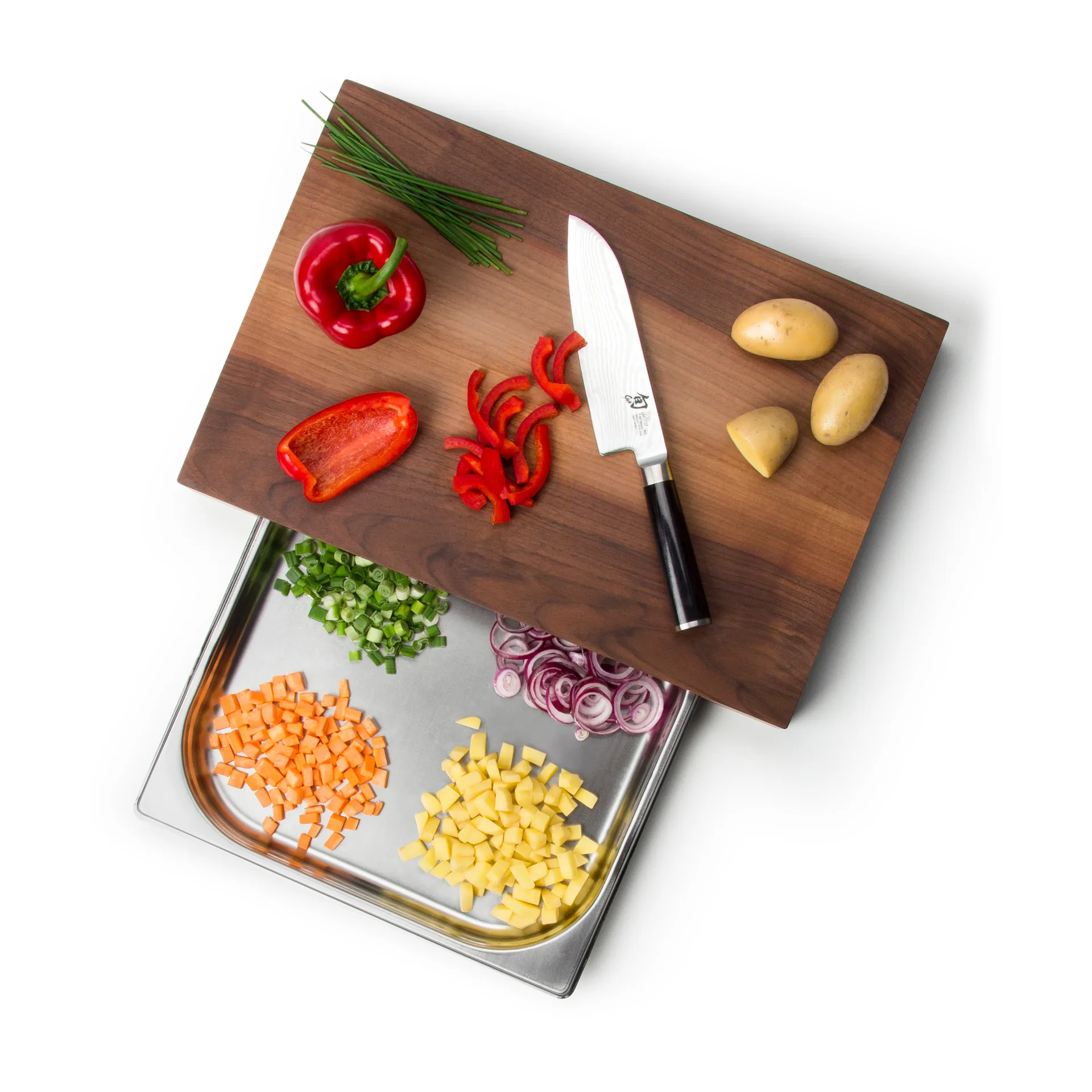 Cutting board walnut with 1 tray, 27x39 cm Continenta