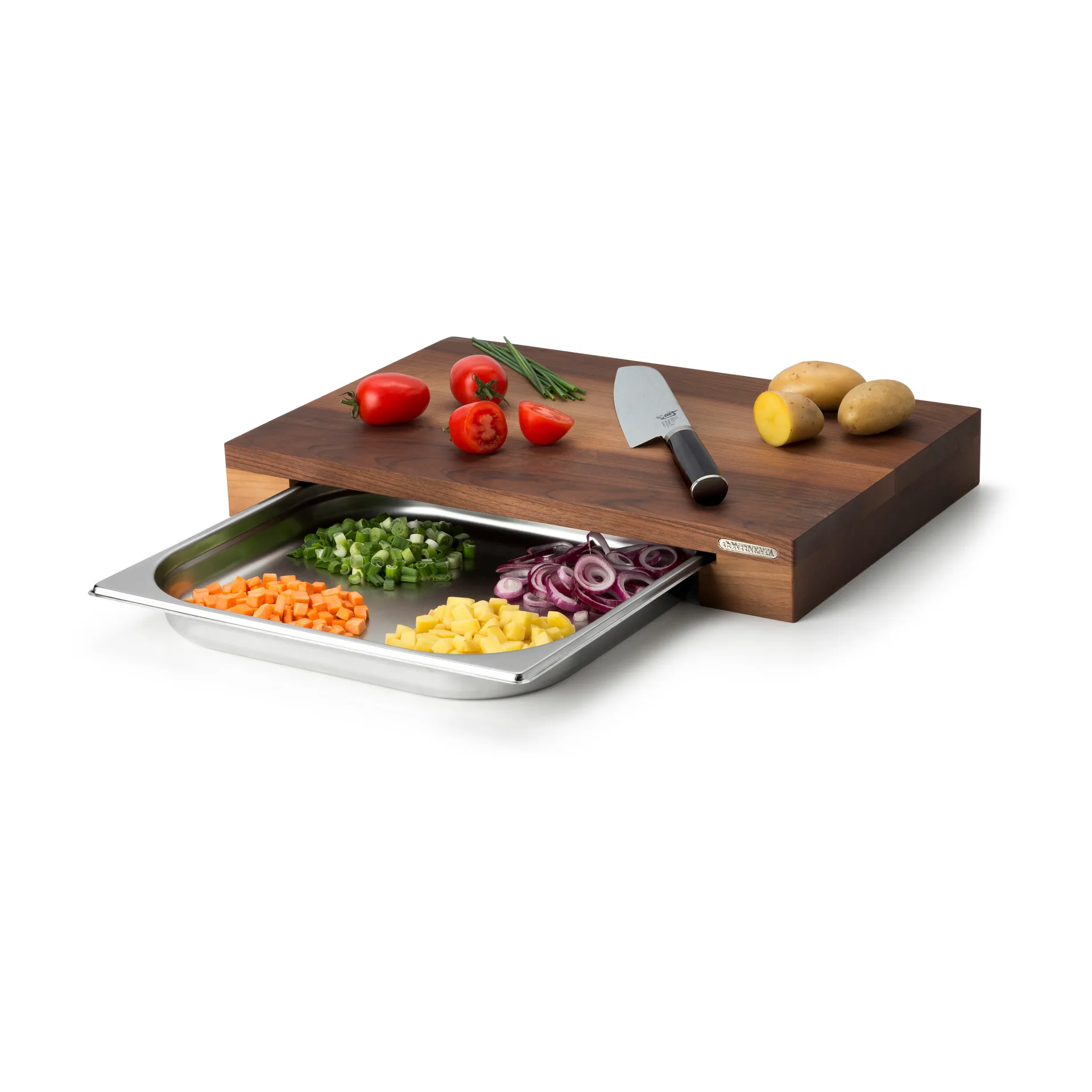 Cutting board walnut with 1 tray, 32x48 cm Continenta