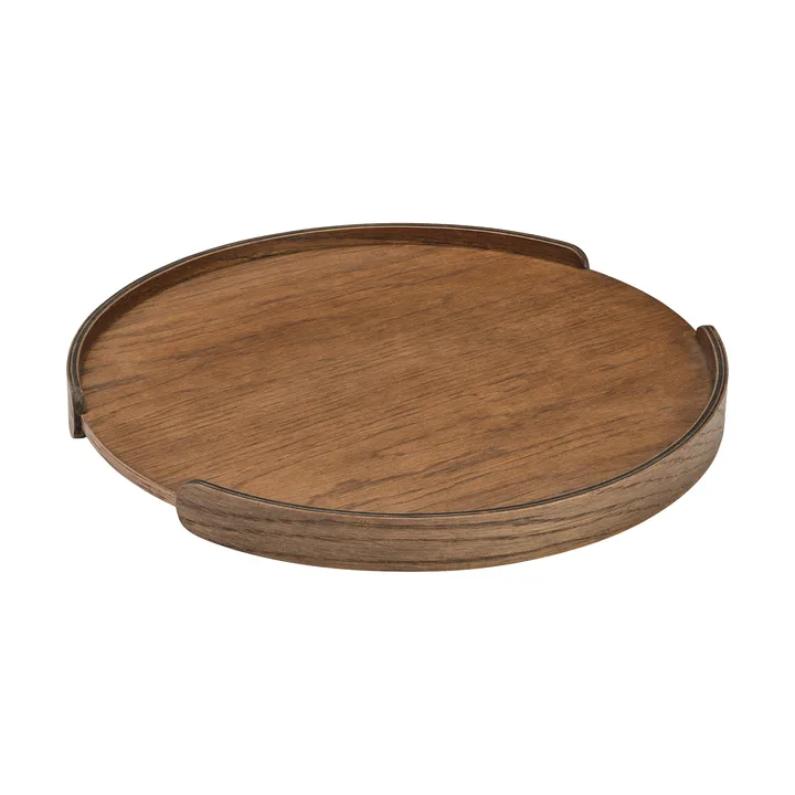Woody tray - Dark stained oak, Ø35 cm - Cooee Design