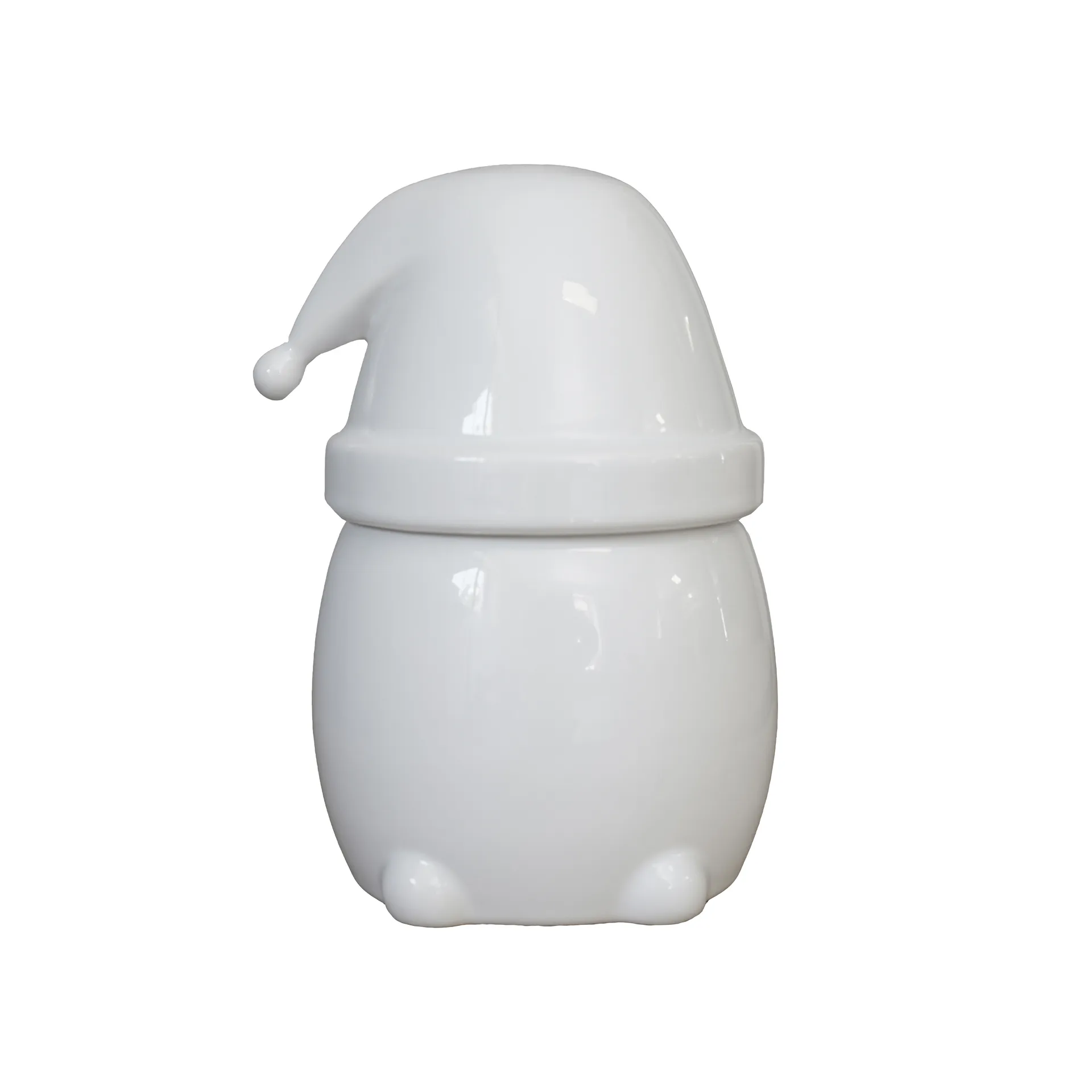 Eating Santa jar with lid large, shiny white DBKD