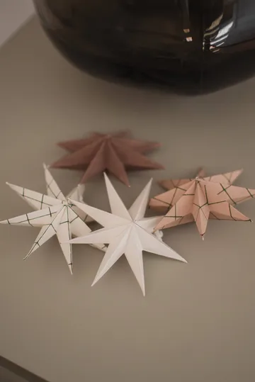 Paper winter star hanging decoration - Square sand, small, Ø9 cm - DBKD