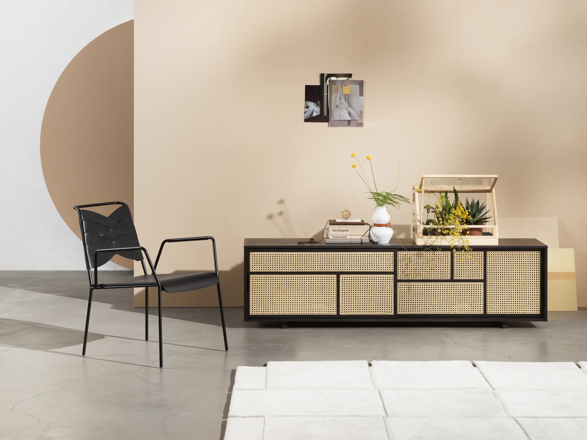 Air side table low, Black, rattan Design House Stockholm