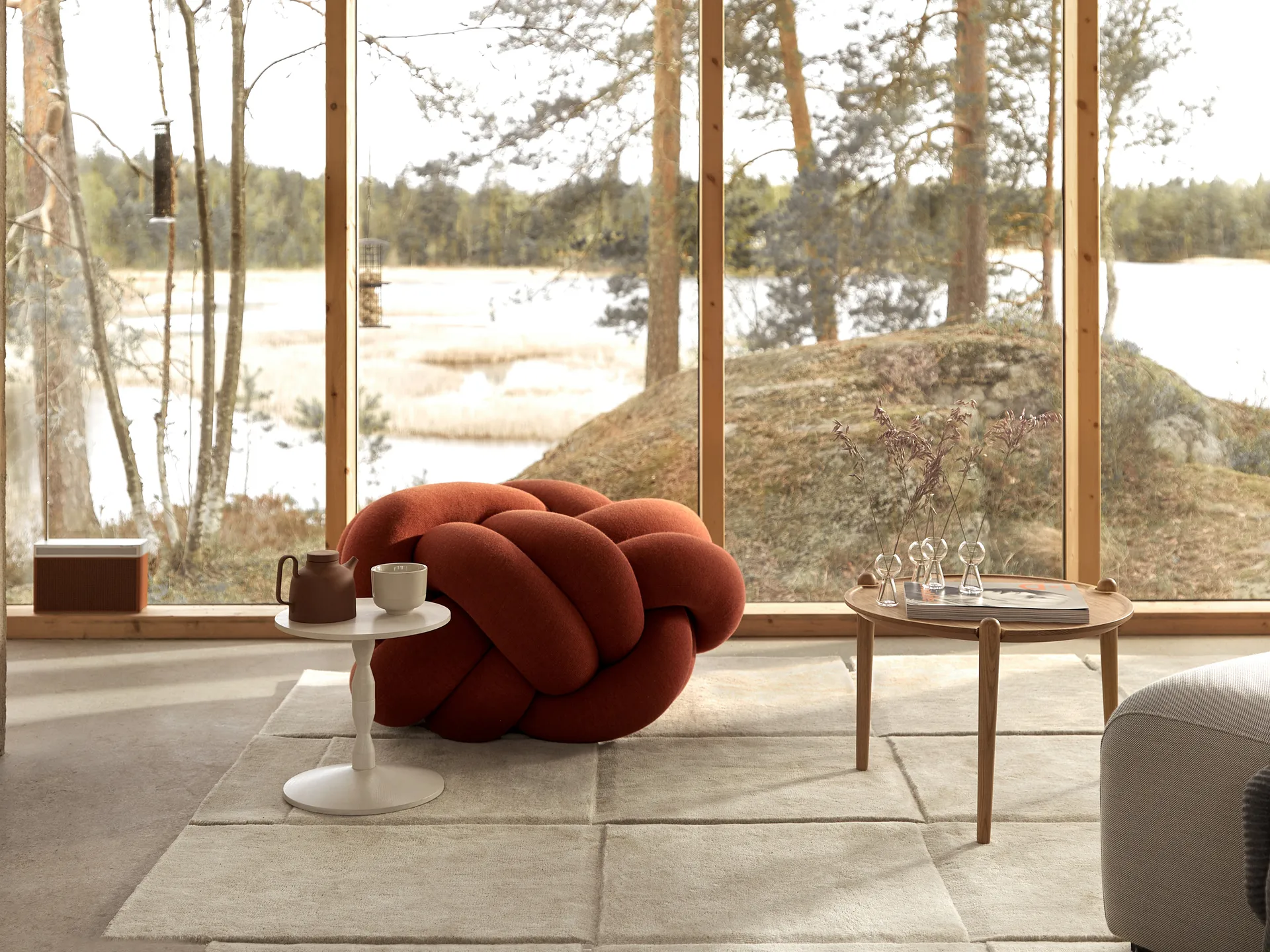 Basket Rug Beige, 180x180 cm Design House Stockholm