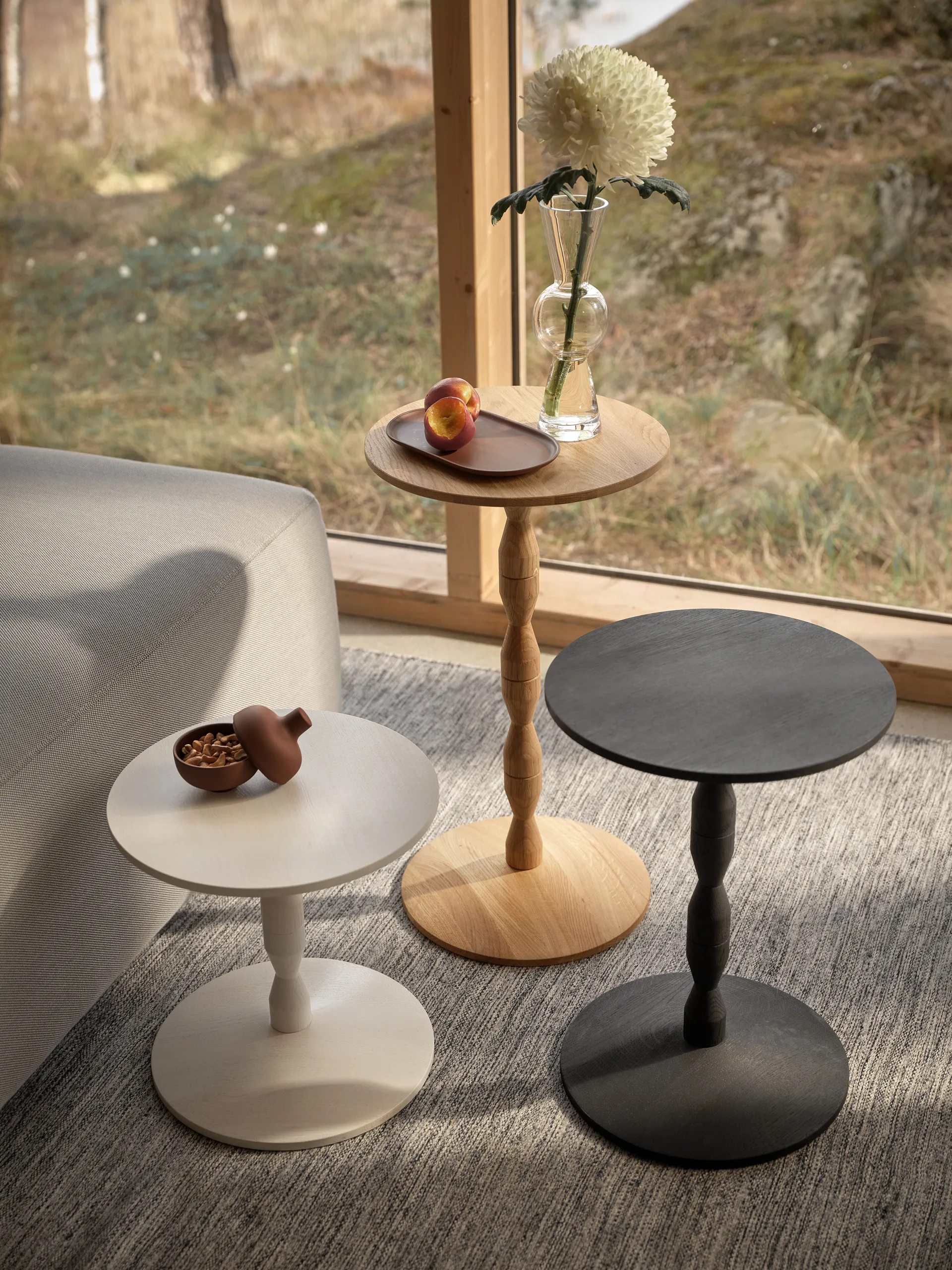 Pedestal table Ø31x67.5 cm, Stained white grey Design House Stockholm