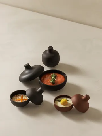 Sand bowl with lid S Ø8.2 cm - Black clay - Design House Stockholm