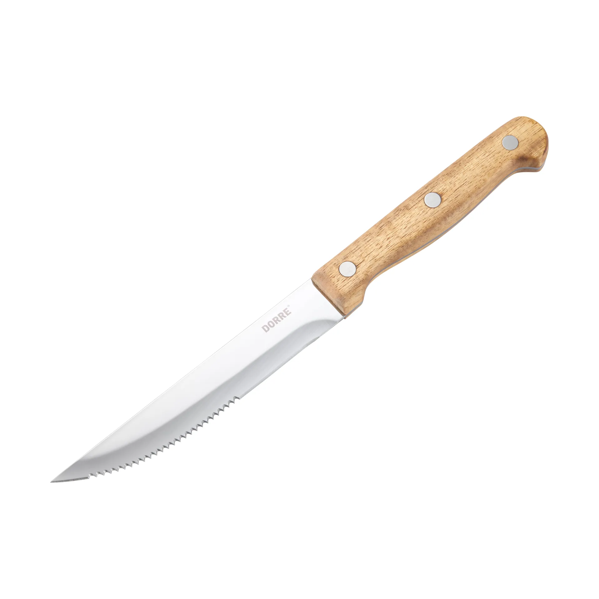 BBQ steak knife, Stainless steel, 6-pack, acacia wooden box, 22.5x2 cm Dorre