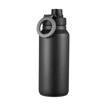 Flory double-wall water bottle with mobile magnet 0.9 L - Black-gray - Dorre