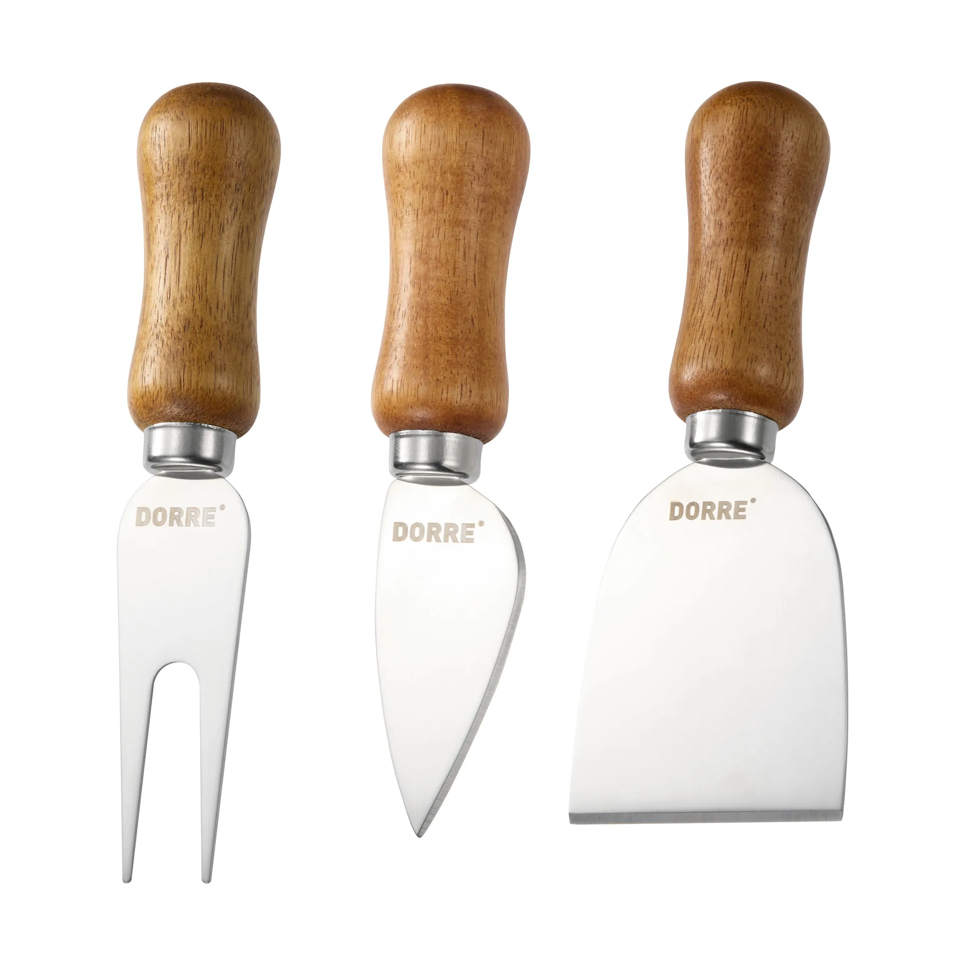Olva cheese knife set, Acacia wood, stainless steel, 3-piece, 13 cm Dorre