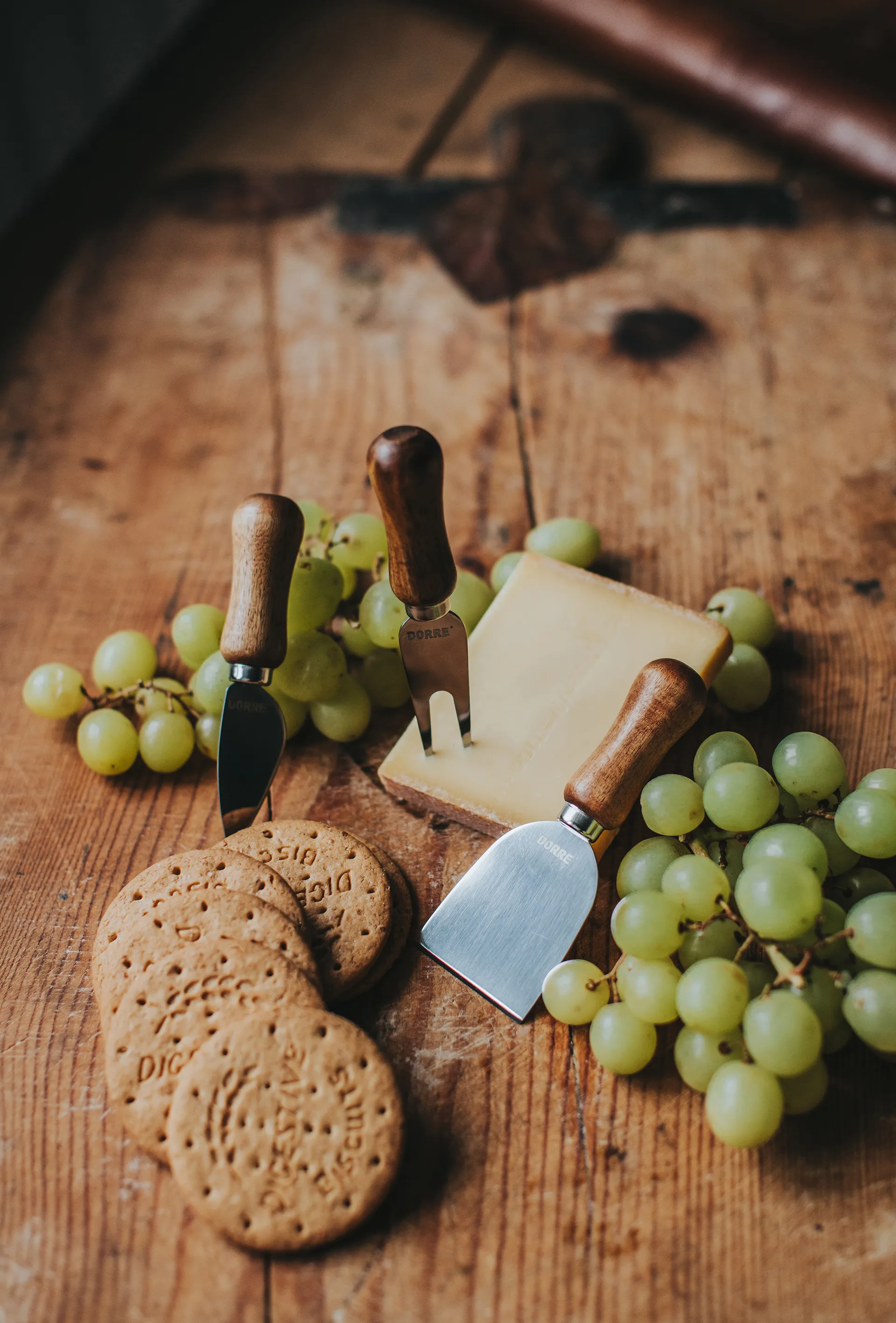 Olva cheese knife set, Acacia wood, stainless steel, 3-piece, 13 cm Dorre