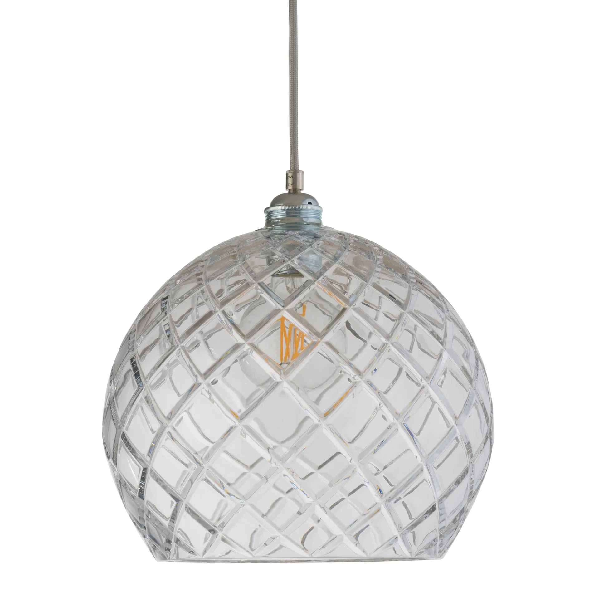 Rowan ceiling lamp Chrystal Ø 28 cm, medium + silver-coloured cord EBB & FLOW