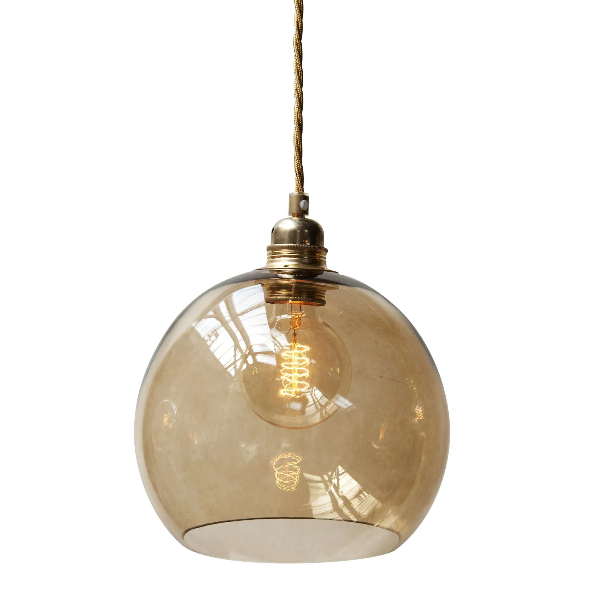 Rowan pendant lamp M, Ø 22 cm, chestnut brown EBB & FLOW