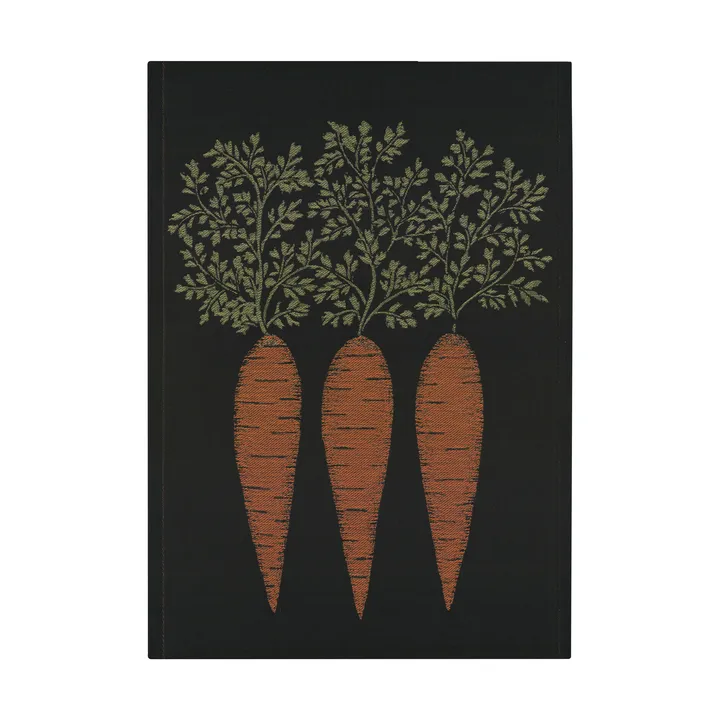 Morot kitchen towel 48x70 cm - Black-orange - Ekelund Linneväveri