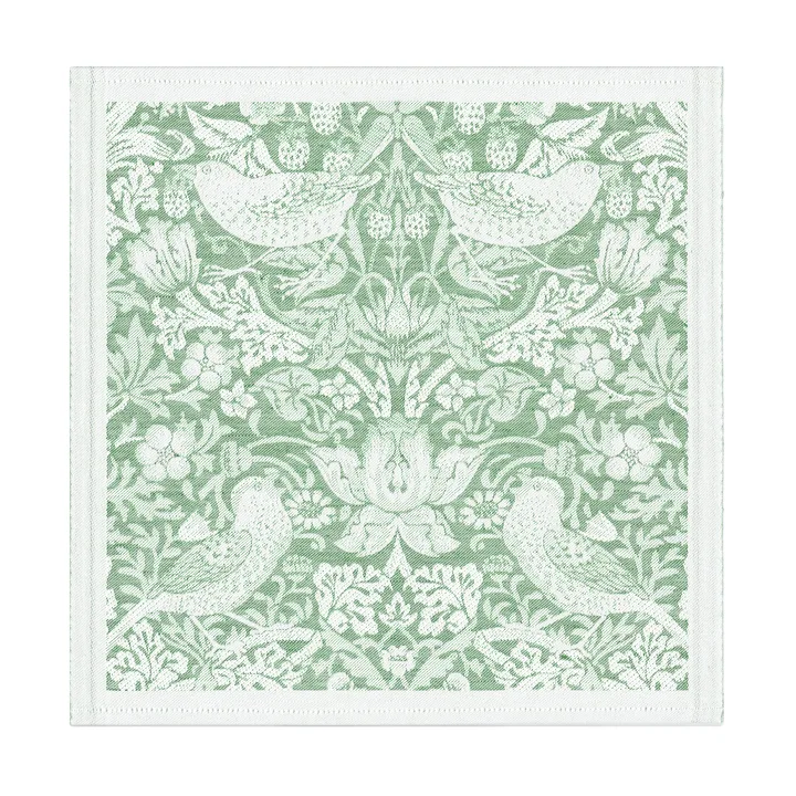 Strawberry Thief fabric napkin 35x35 cm - Green - Ekelund Linneväveri