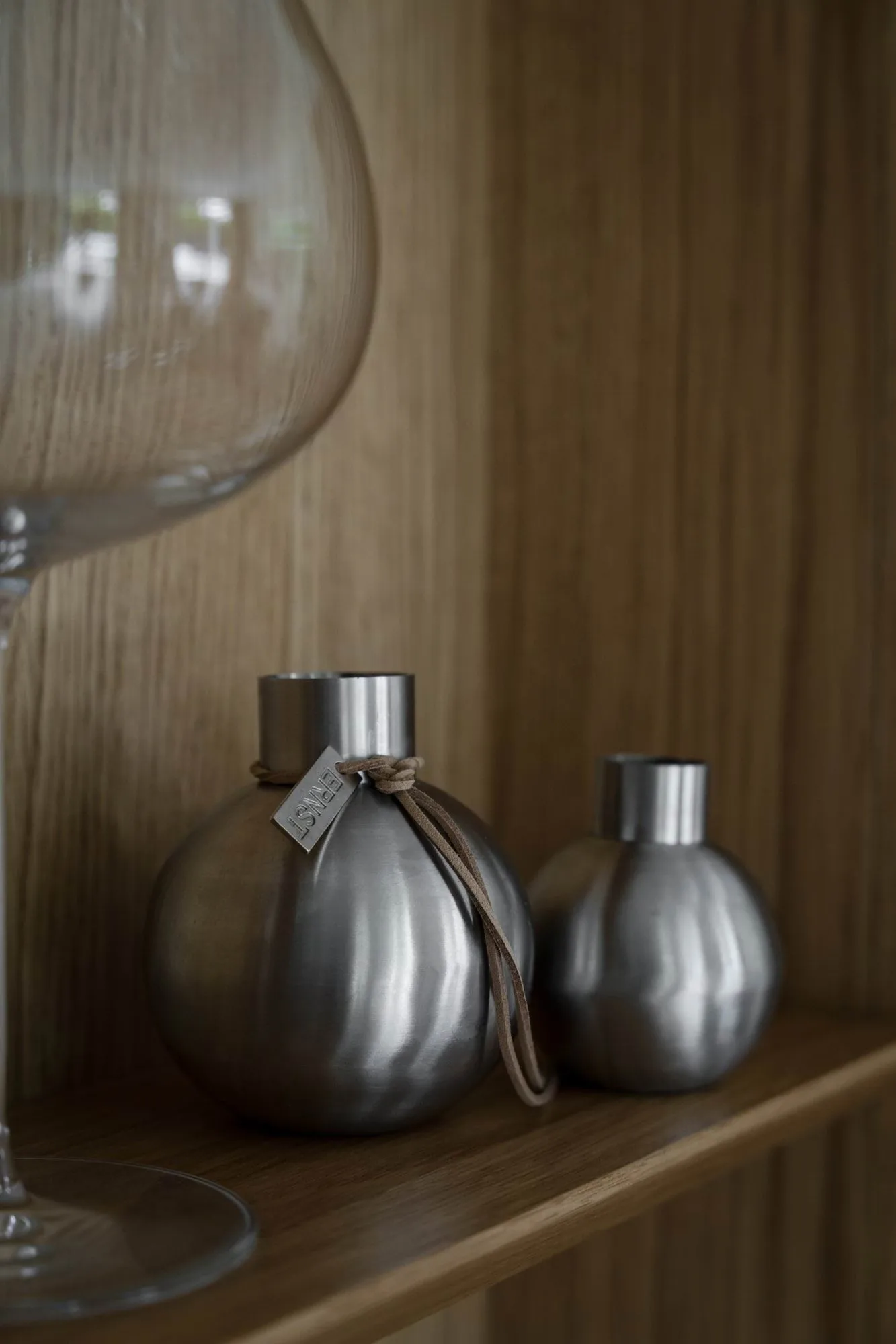 Ernst brushed steel vase, Ø7.5x9.5 cm ERNST