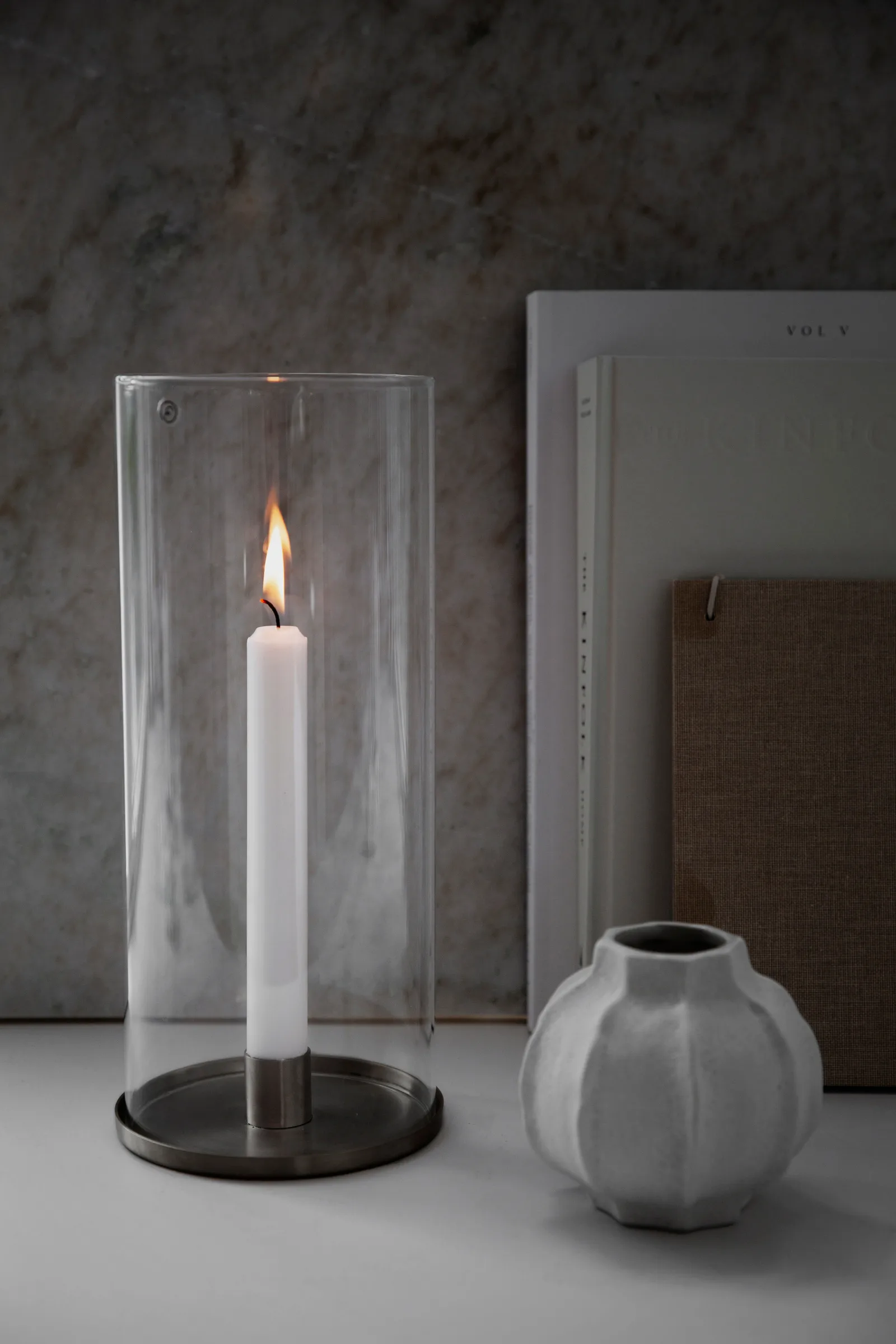 Ernst tealight holder for long candle 28 cm, Black aluminium ERNST
