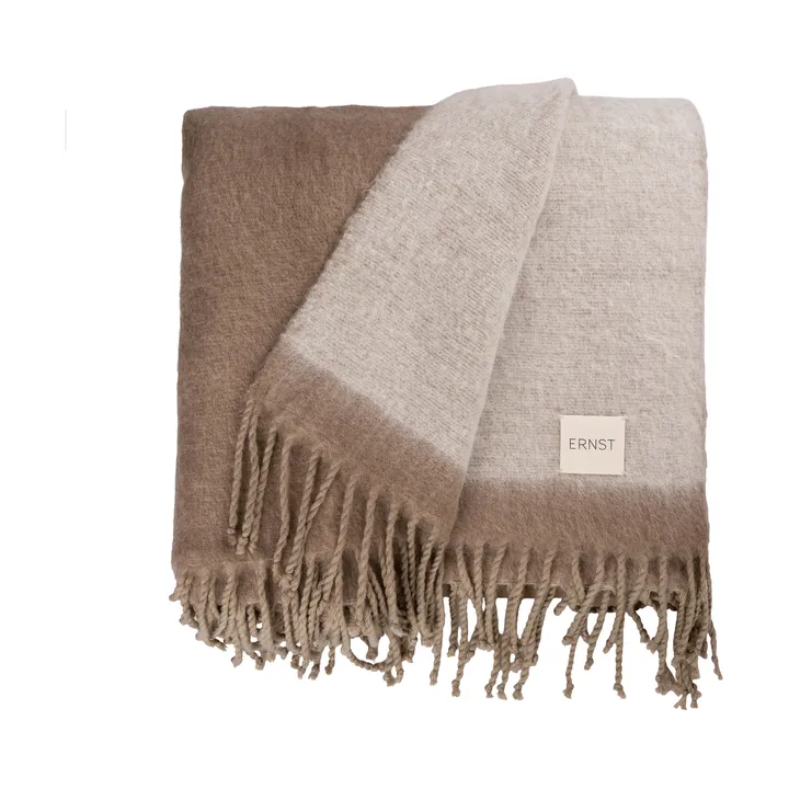 Ernst throw with fringe 130x170 cm - Beige-white - ERNST