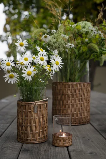 Ernst vase/tealight holder in basket - Dark brown, Ø18x30 cm - ERNST