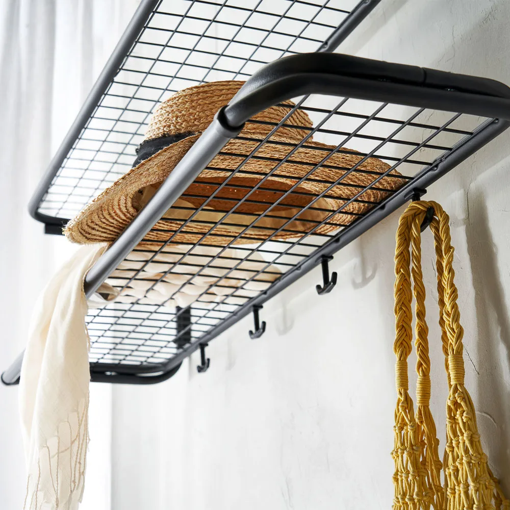 Classic 650 hat shelf, Black/chrome, 2 levels, 100 cm Essem Design