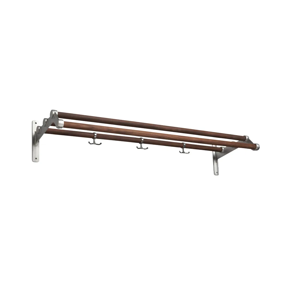 Nostalgi 291 hat shelf, Walnut, aluminium  Essem Design
