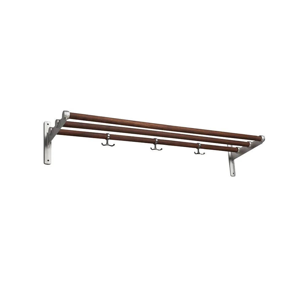Nostalgi Shoe or hat shelf, Walnut, aluminium stand Essem Design
