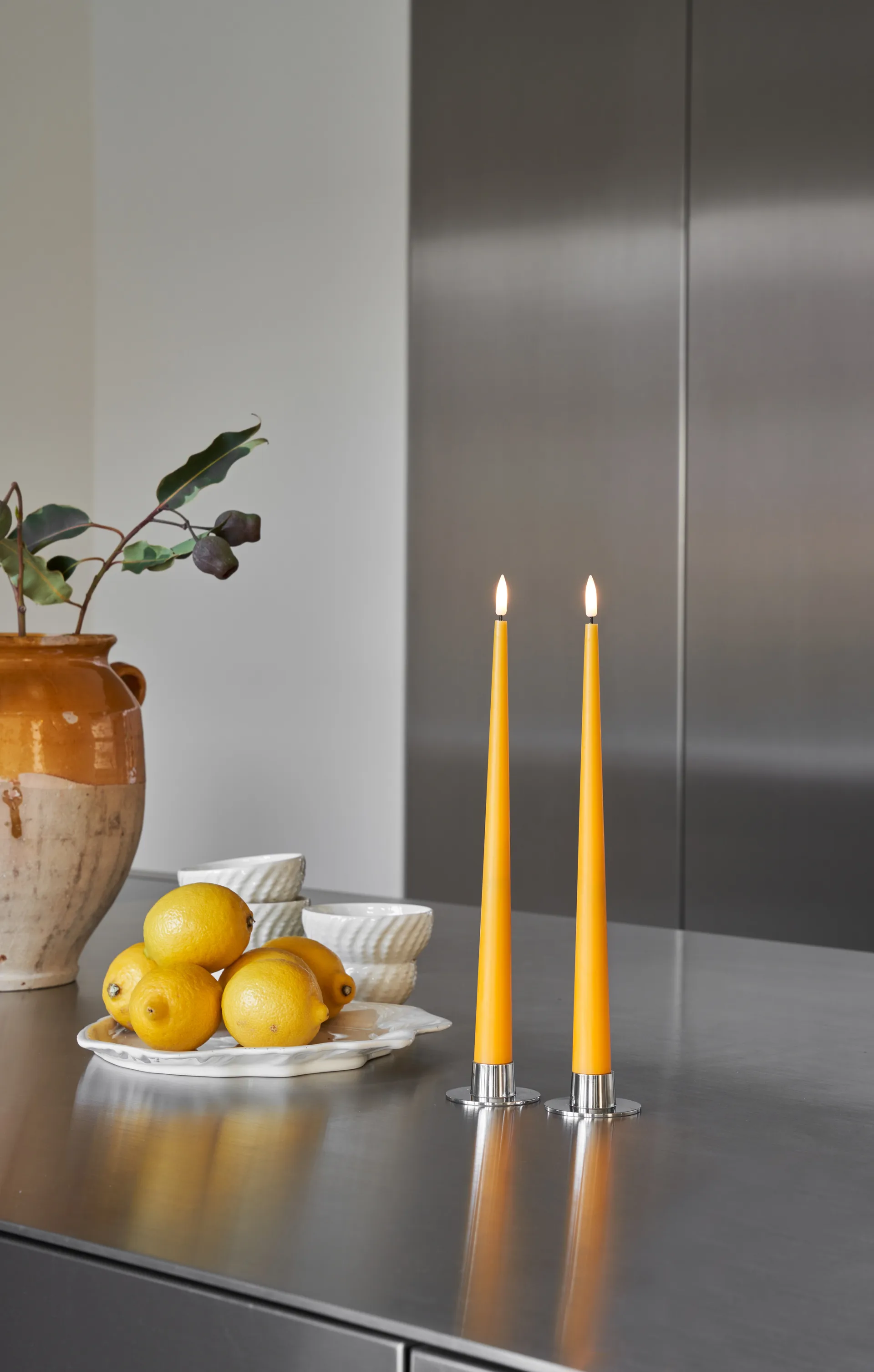 ester & erik taper candle LED 2-pack, 85 Mango , 30 cm ester & erik