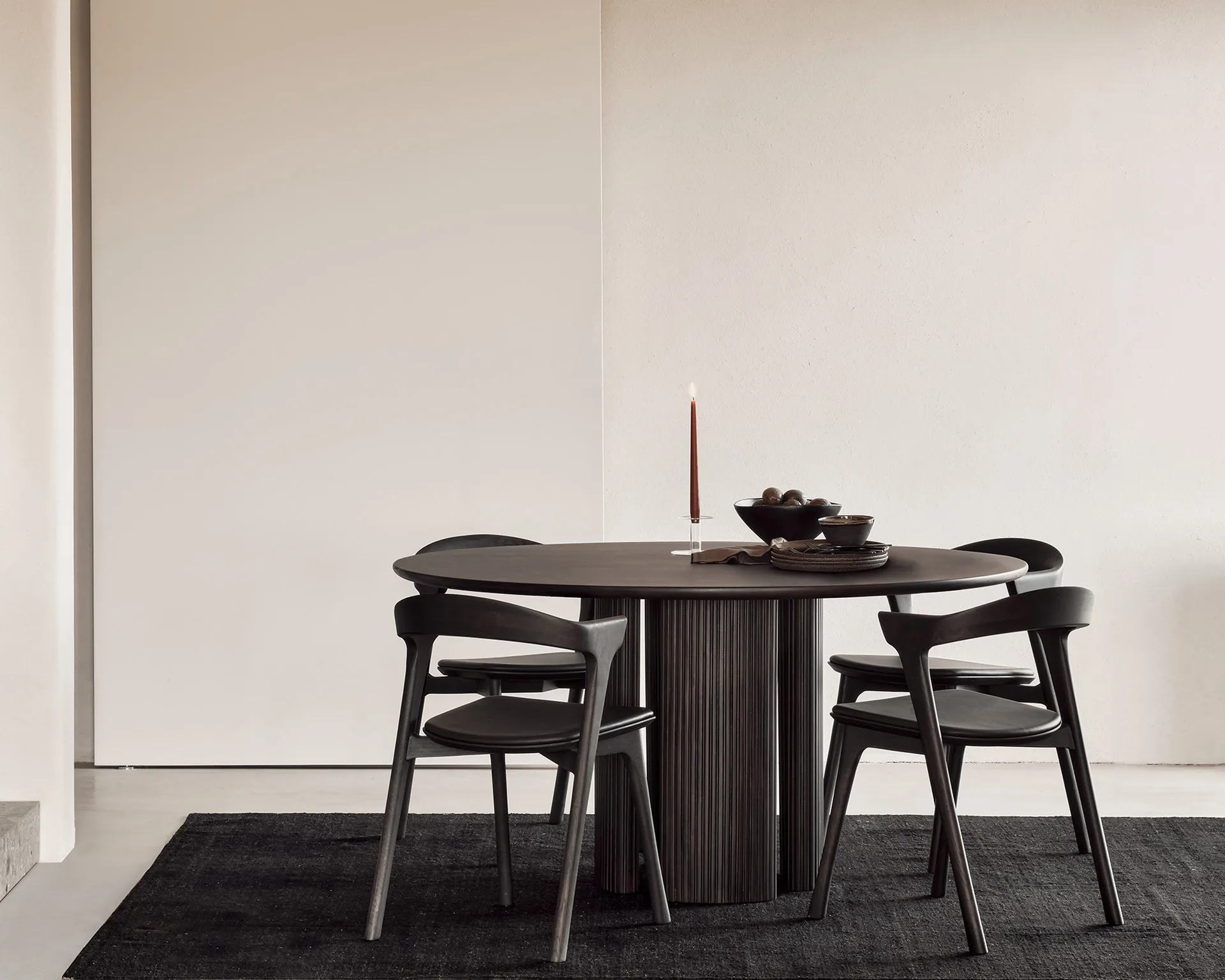 Bok chair with leather seat, Brown-stained oak-brown leather Ethnicraft