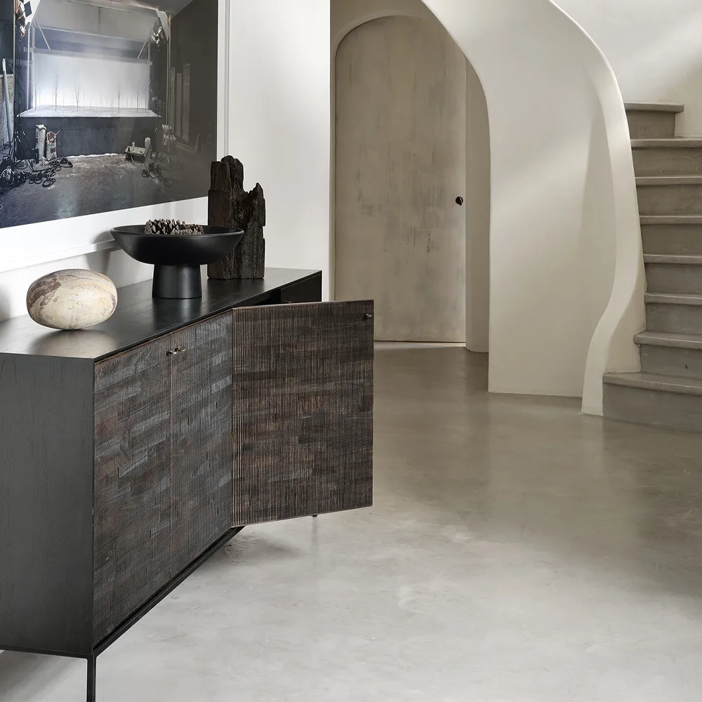 Grooves sideboard, Black 3 doors Ethnicraft