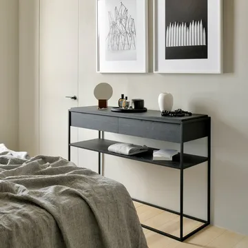 Monolit console table 122x40 cm - Oak black-Black - Ethnicraft