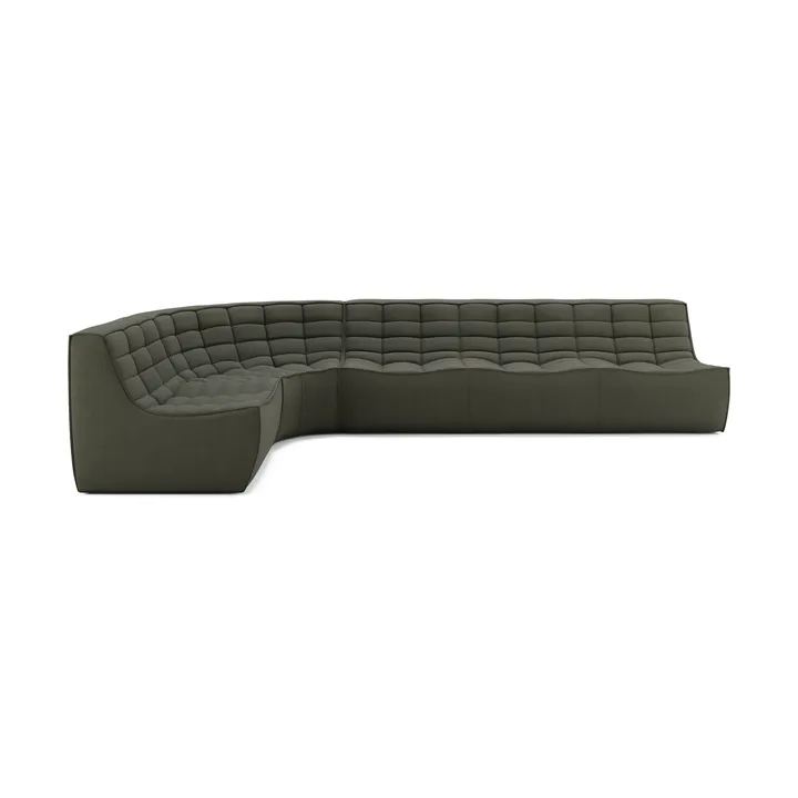 N701 modular corner sofa with rounded corner, Moss Eco fabric, 301x171 cm - Ethnicraft