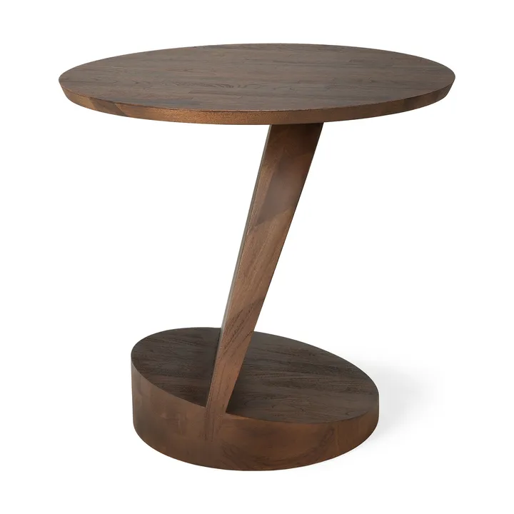 Oblic side table Ø52 cm - Brown stained teak - Ethnicraft