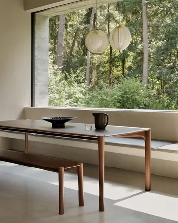 PI bench 126x35 cm - Lacquered teak brown - Ethnicraft