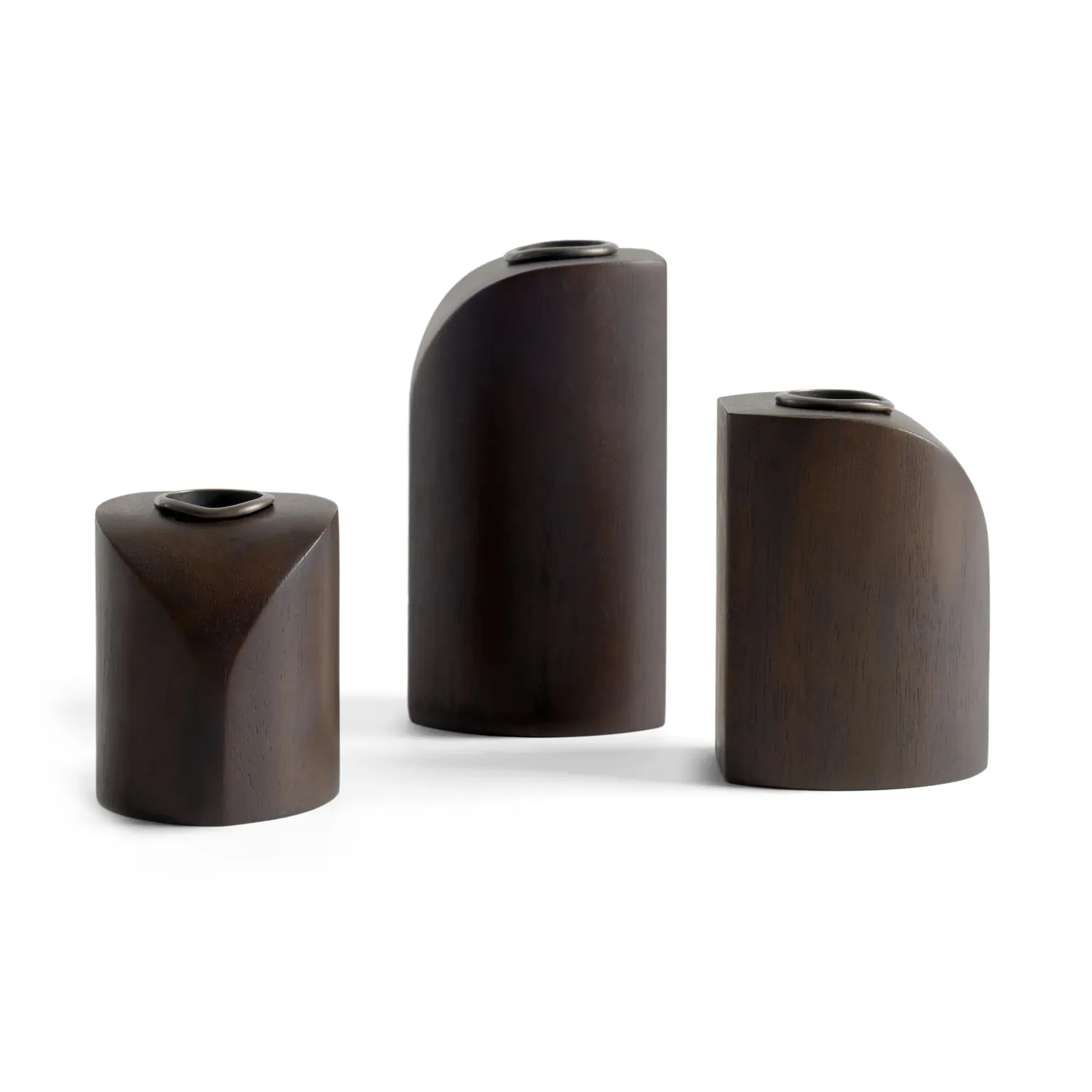 PI candle holder 3 parts, Dark brown stained mahogany Ethnicraft