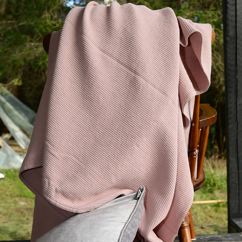 Stripe bedspread stonewashed cotton 180x260, Dusty rose Etol Design