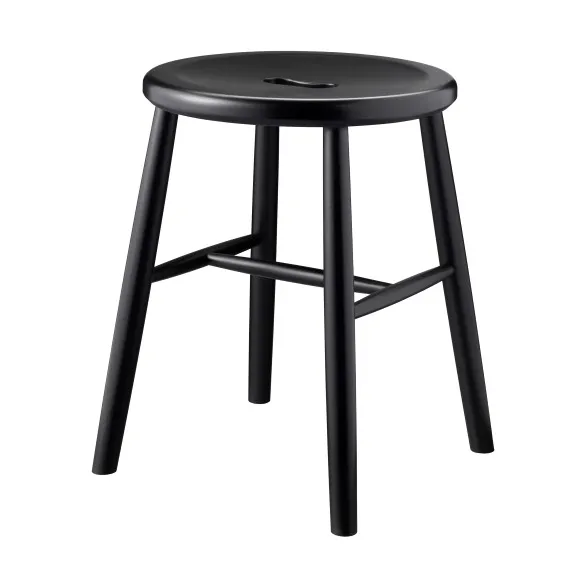 J27 round stool, Beech black painted, Ø35x45.5 cm FDB Møbler