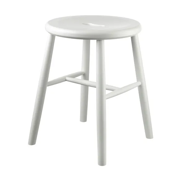 J27 round stool - Beech white painted, Ø35x45.5 cm - FDB Møbler