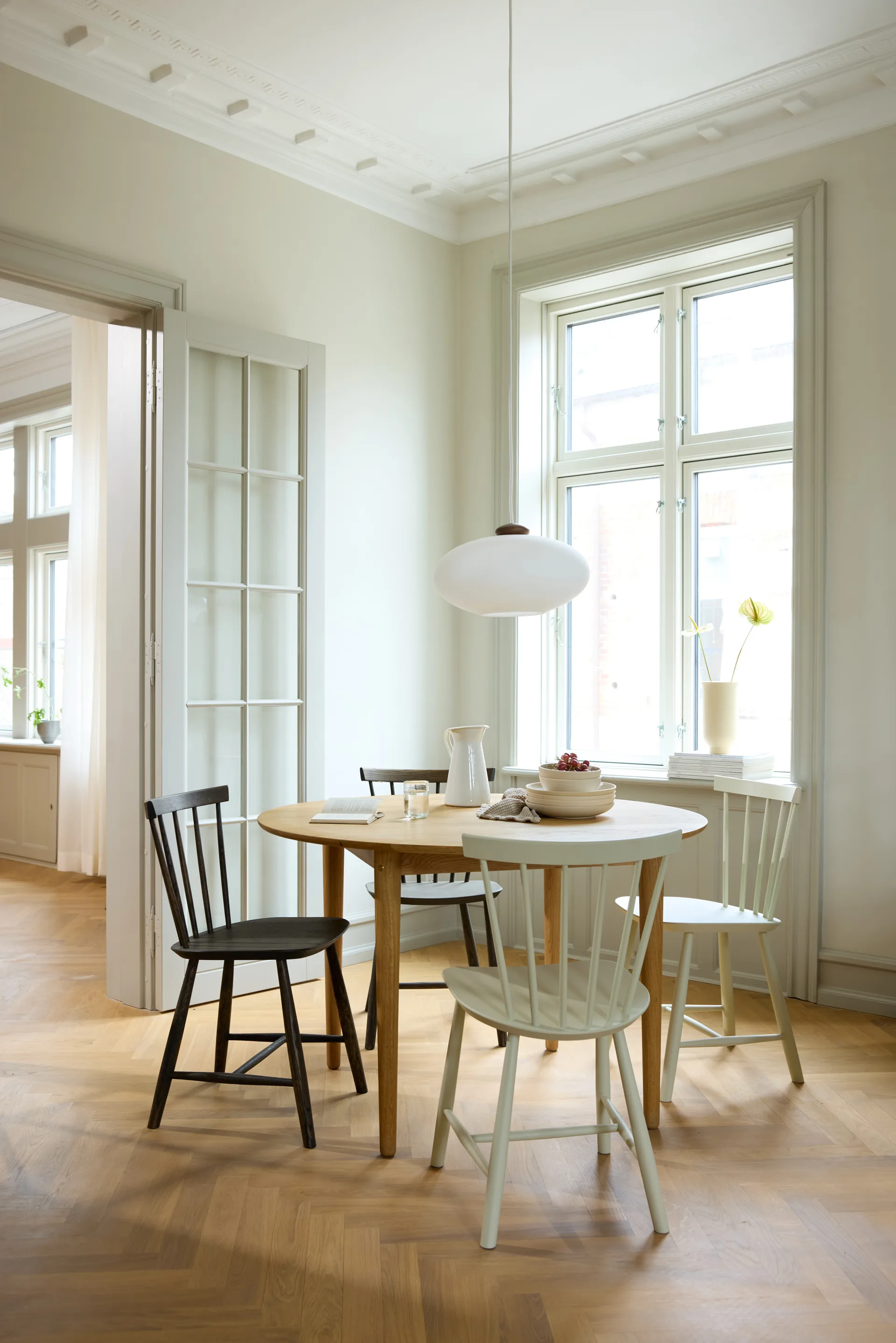 J46 chair, Beech dark blue painted FDB Møbler