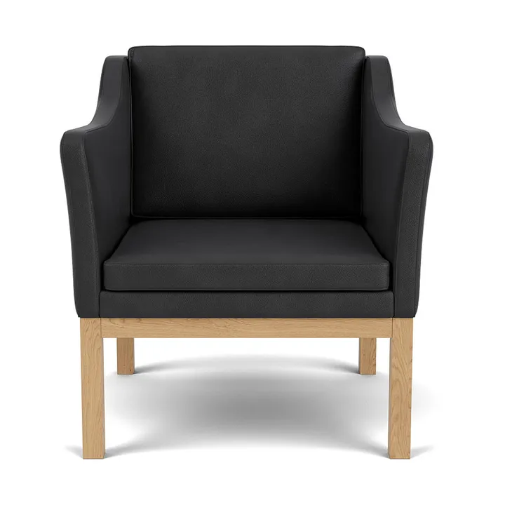L46 MK155 armchair - Lacquered oak-leather black - FDB Møbler