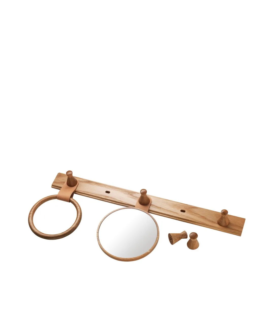 Q3 Allé hook rack with 5 hooks, Oak nature lacquered FDB Møbler