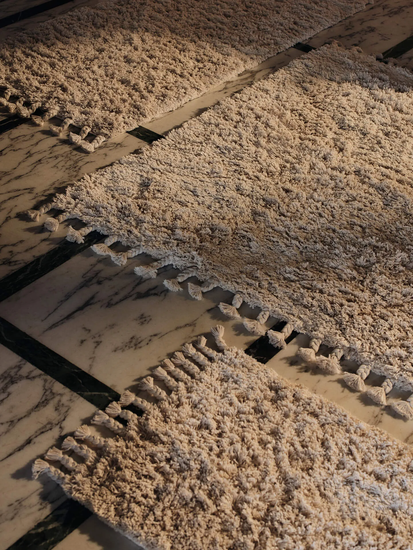 Amass long pile rug 140x140 cm, Off-white Ferm Living