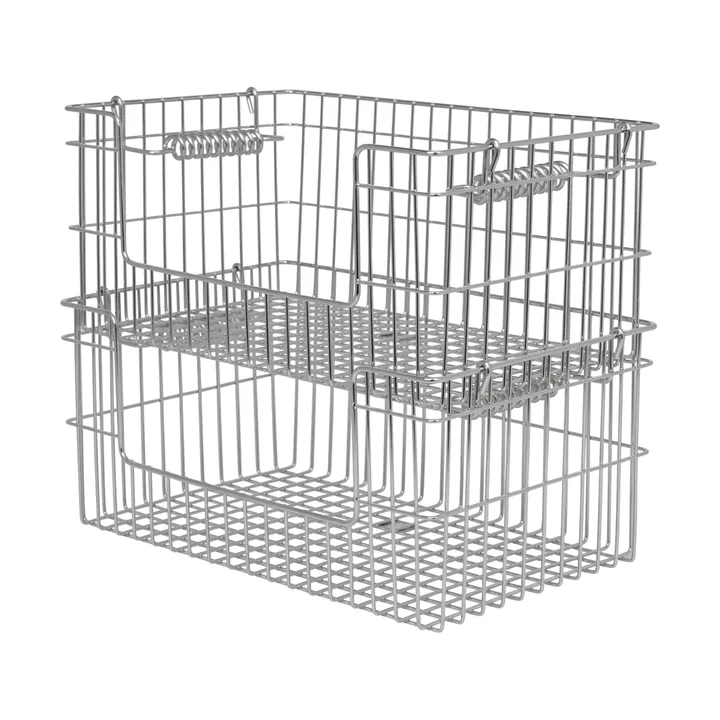 Cala stackable basket 2-pack - Stainless steel, 28.7x18x13 cm - Ferm Living