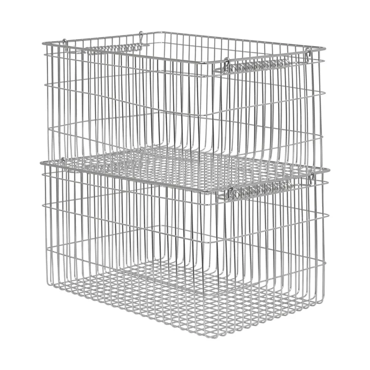 Cala stackable basket 2-pack - Stainless steel, 36.2x26.2x20.2 cm - Ferm Living