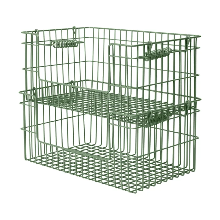 Cala stackable basket 2-pack - Verdant green, 28.7x18x13 cm - Ferm Living