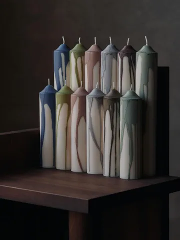 Drip pillar candle - Olive Green, 30 cm - Ferm Living