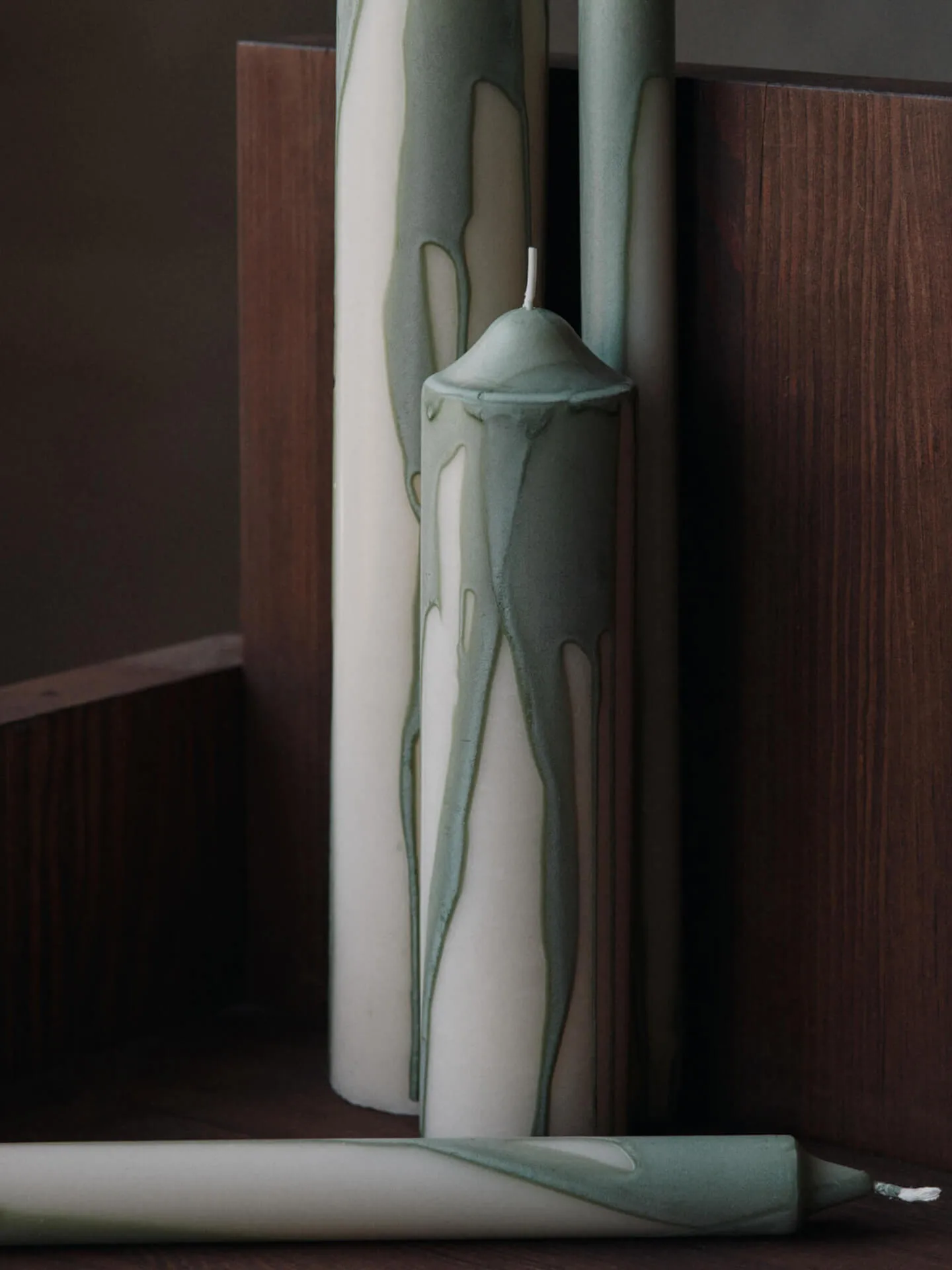 Dryp stearin candle 2-pack, Tea Green Ferm Living